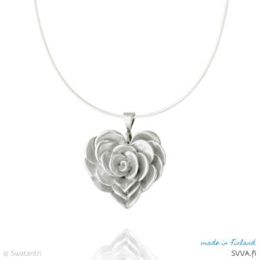 Silver jewelry pendant Heart Rose